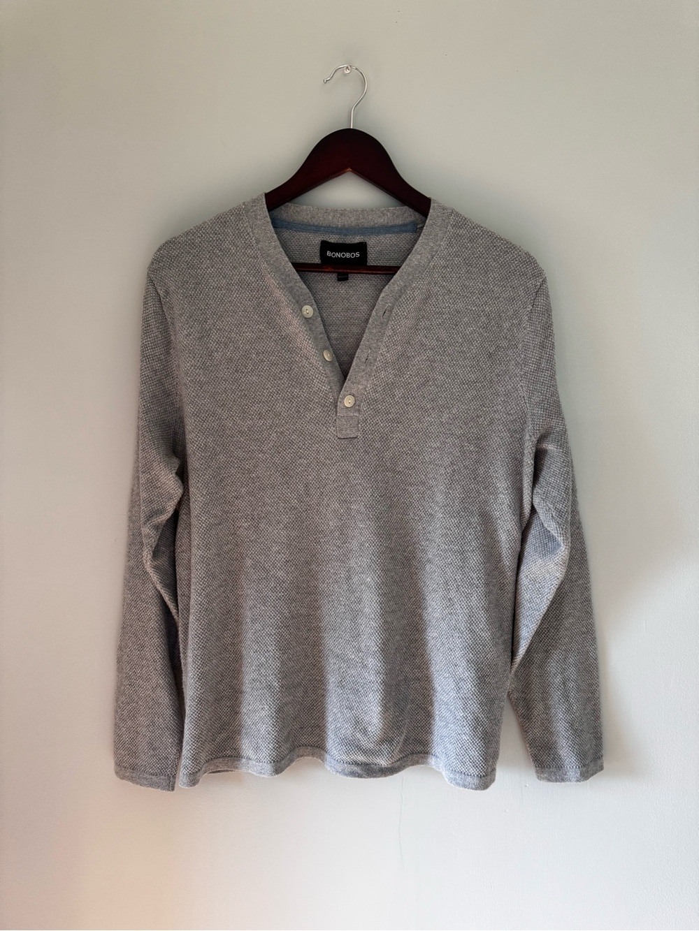 Bonobos Light Gray Henley Sweater
